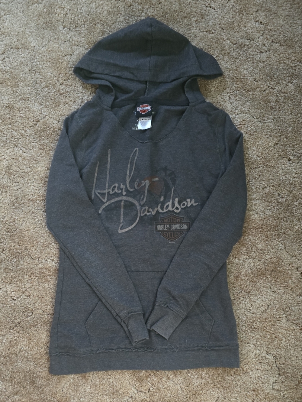Harley-Davidson Women's Dark Gray Hooded Pullover Sweater